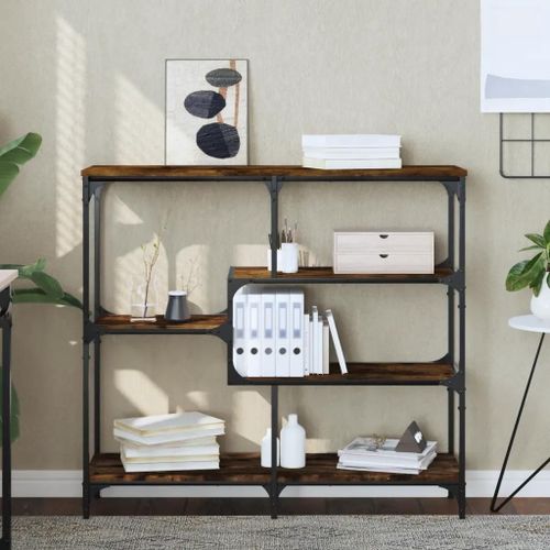 Table Console En Chene Fume | 103x32x95 Cm, Bois D'ingenierie, Gain De Place, Multifonctionnel Pour Entree/Salon