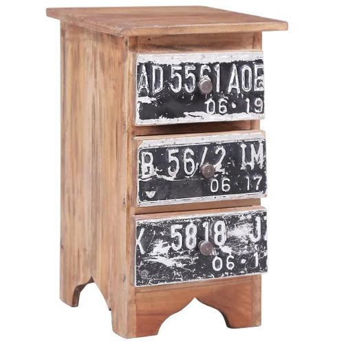 Table De Chevet En Bois D'acajou Massif | 30x30x51 Cm, 3 Tiroirs, Compact, Gain De Place, Multifonctionnel