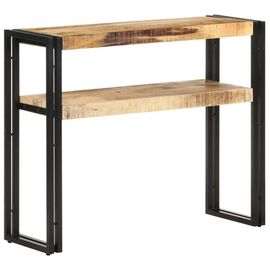 Table Console En Bois De Manguier Brut | 90x30x75 Cm, 2 Etages, Design Intemporel, Gain De Place