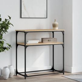 Table Console En Chene Sonoma | 75x35,5x75 Cm, Bois D'ingenierie, Compact, Gain De Place, Multifonctionnel Pour Entree Ou Salon