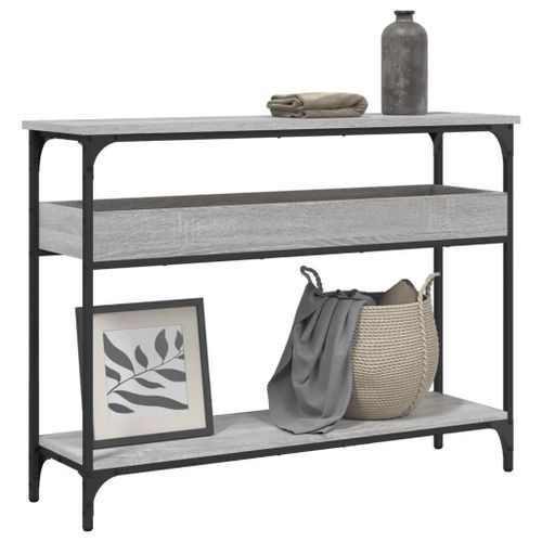Table Console Avec Etagere En Bois D'ingenierie Sonoma Gris | 100x29x75 Cm, Compact, Gain De Place, Multifonctionnel Pour Salon Ou Entree