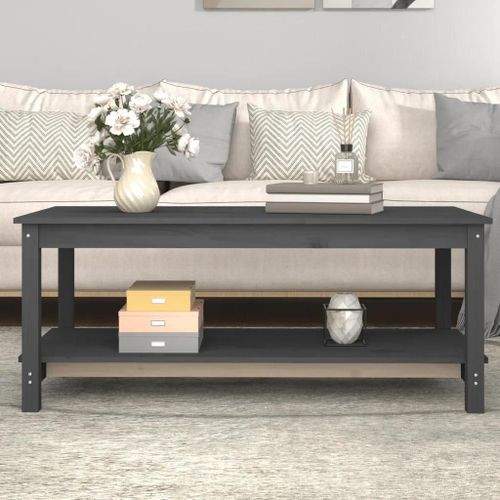 Table Basse En Bois Massif De Pin | 110x55x45 Cm, 2 Niveaux, Compacte, Gain De Place, Multifonctionnelle Pour Salon Et Canape