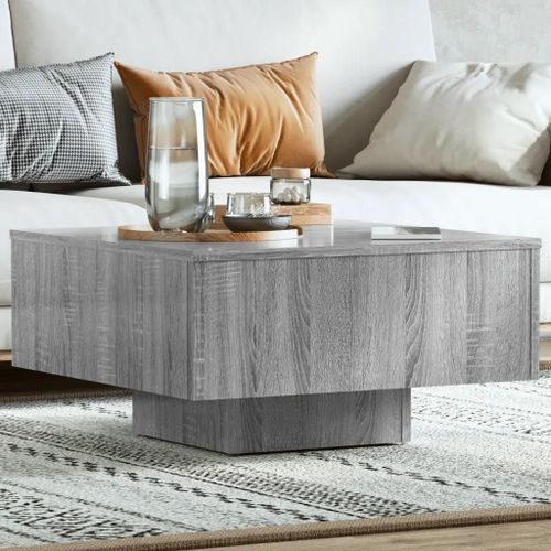 Table Basse En Bois D'ingenierie Chene Sonoma | 60x60x31,5 Cm, Design Fonctionnel, Compact, Gain De Place, Multifonctionnel