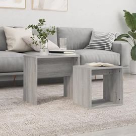 Tables Basses Gigognes En Bois D'ingenierie Sonoma Gris | 2 Pieces, Compact, Gain De Place, Multifonctionnel Pour Salon/Chambre/Bureau