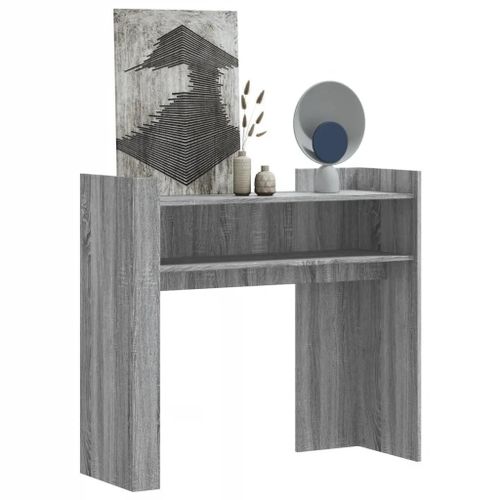 Table Console En Bois D'ingenierie Chene Sonoma | 100x35x90 Cm, Gris, Compact, Gain De Place, Multifonctionnel