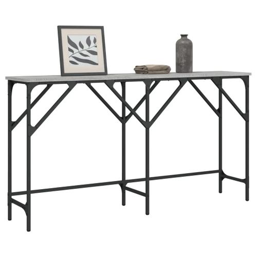 Table Console En Bois D'ingenierie Chene Sonoma | 140x29x75 Cm, Gris Moderne, Elegance Interieure, Pieds Reglables, Gain D'espace