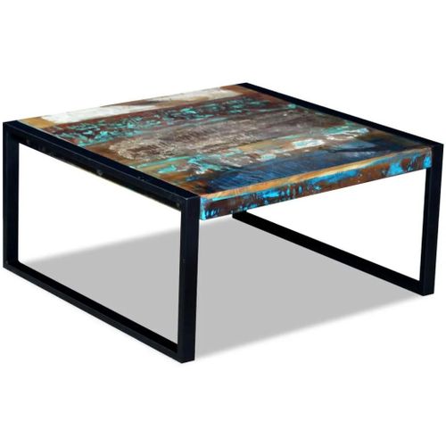 Table Basse En Bois De Recuperation Massif 80x80x40 Cm | Style Antique, Unique Et Solide, Multifonctionnelle (Salon/Chevet/Coin), Dessus En Teck/Manguier/Acacia