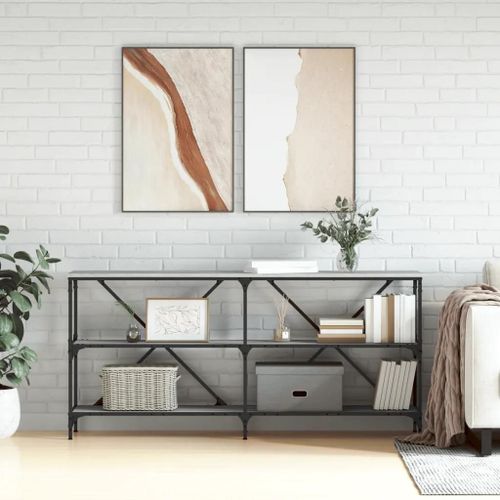 Table Console En Bois D'ingenierie Chene Sonoma Et Fer | 160x30x75 Cm, Design Elegant, Compacte, Gain De Place, Pieds Reglables