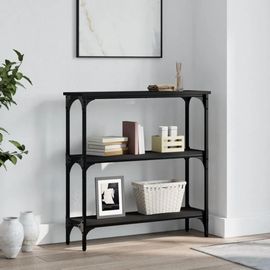 Table Console En Bois D'ingenierie Noir | 75x22,5x75 Cm, Elegante Et Durable, Gain De Place, Pieds Reglables