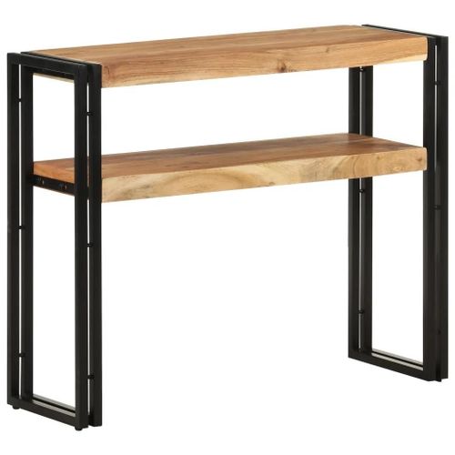 Table Console En Bois D'acacia Massif | 90x30x75 Cm, 2 Etages, Design Intemporel, Gain De Place