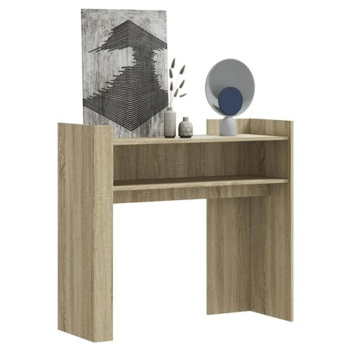 Table Console En Chene Sonoma | 100x35x90 Cm, Bois D'ingenierie, Compact, Gain De Place, Multifonctionnel