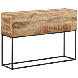 Table Console En Bois De Manguier Massif Et Fer | 110x30x75 Cm, Design Brut, Stable Et Robuste, Decoration Interieure