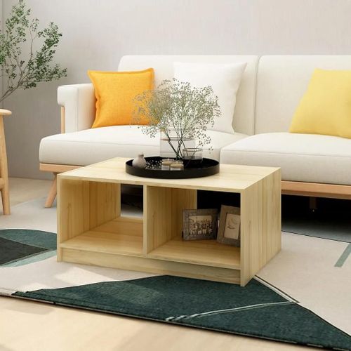 Table Basse En Bois De Pin Massif | 75x50x33,5 Cm, Design Moderne, Compacte, Gain De Place, Etagere De Rangement