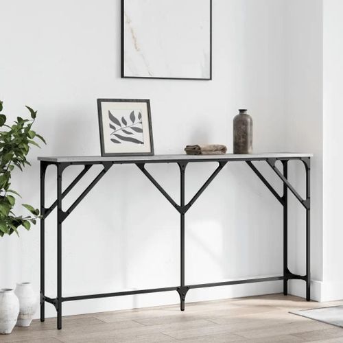 Table Console En Bois D'ingenierie Chene Sonoma | 140x23x75 Cm, Gris Moderne, Elegante Et Durable, Gain De Place