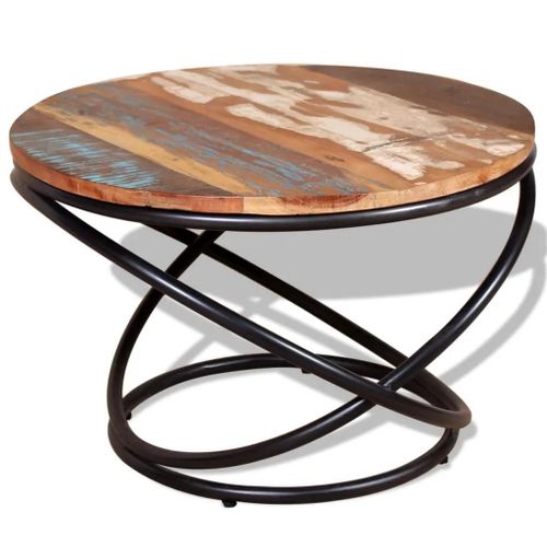 Table Basse En Bois De Recuperation Massif | 60x60x40 Cm, Style Vintage, Multifonctionnelle, Unique Et Solide
