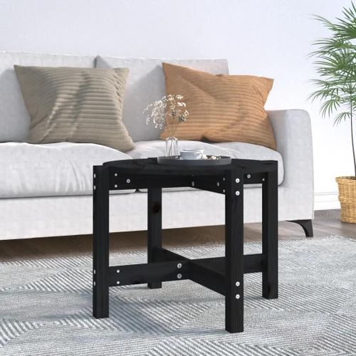 Table Basse En Bois Massif De Pin Noir | ? 62,5x45 Cm, Compacte, Design Elegant, Salon Moderne
