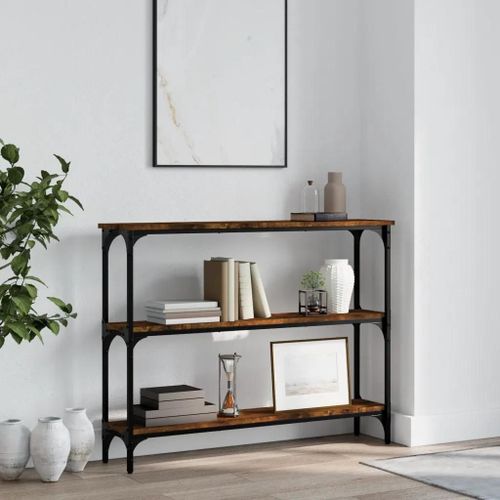 Table Console En Chene Fume Bois D'ingenierie | 100x22,5x75 Cm, Compact, Gain De Place, Elegant Pour Salon Ou Entree