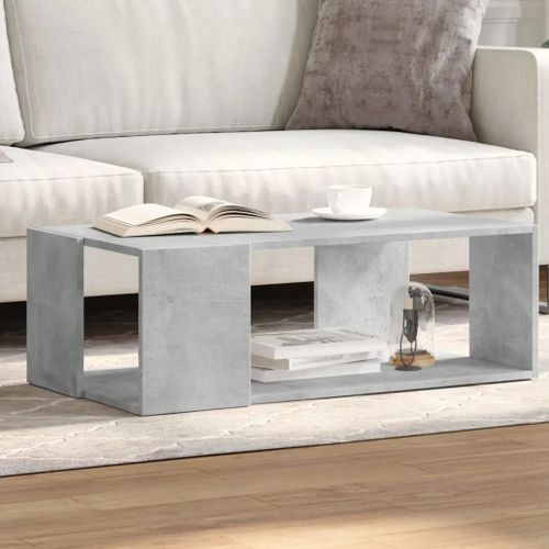 Table Basse En Bois D'ingenierie Gris Beton | 89,5x48x30 Cm, Compact, Gain De Place, Multifonctionnel Avec Rangement