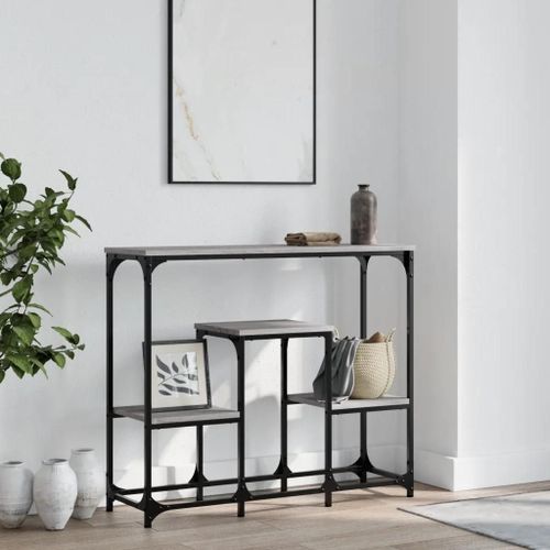 Table Console En Bois D'ingenierie Chene Sonoma Gris | 89,5x28x76 Cm, Compact, Gain De Place, Multifonctionnel