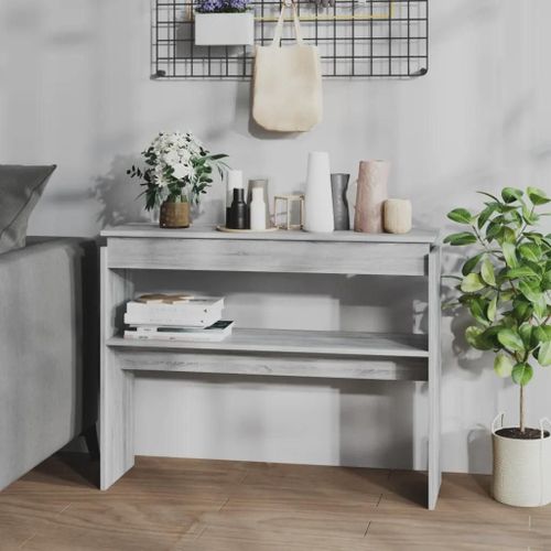 Table Console En Bois D'ingenierie Chene Sonoma | 102x30x80 Cm, Design Minimaliste, Gain De Place, Multifonctionnel
