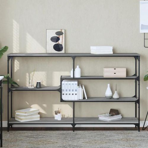 Table Console En Bois D'ingenierie Chene Sonoma | 160x32x95 Cm, Gris Moderne, Elegante Et Durable, Gain De Place, Pieds Reglables