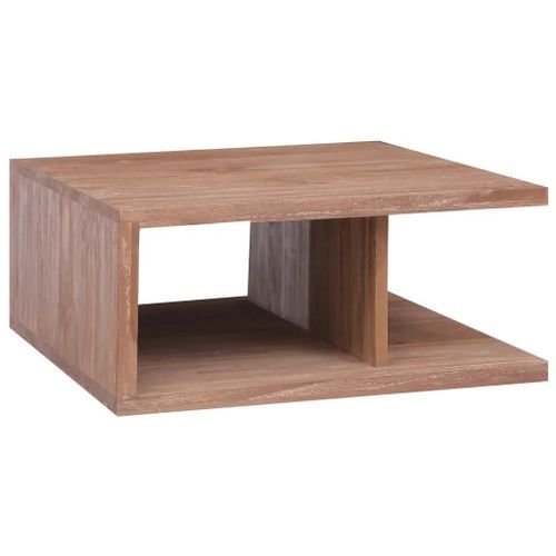 Table Basse En Bois De Teck Massif | 70x70x30 Cm, Style Colonial, Compact, Gain De Place, Multifonctionnel