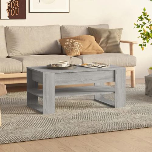 Table Basse En Bois D'ingenierie Chene Sonoma | 102x55x45 Cm, Compacte, Gain De Place, 1 Etagere De Rangement