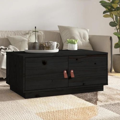 Table Basse En Bois Massif De Pin Noir | 80x50x35 Cm, Compacte, Gain De Place, Multifonctionnelle