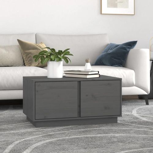 Table Basse En Bois Massif De Pin 80x50x40 Cm | 2 Compartiments, Compact, Gain De Place, Multifonctionnel