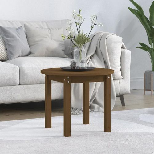Table Basse En Bois Massif De Pin | ? 55x45 Cm, Marron Miel, Compact, Design Elegant Pour Salon