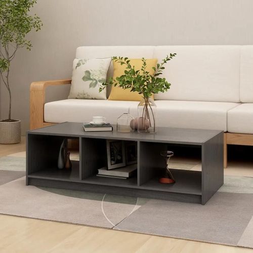 Table Basse En Bois De Pin Massif | 110x50x34 Cm, Design Moderne, Gain De Place, Etagere De Rangement