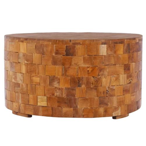 Table Basse En Bois De Teck Massif | 60x60x35 Cm, Style Moderne, Multifonctionnelle, Gain De Place