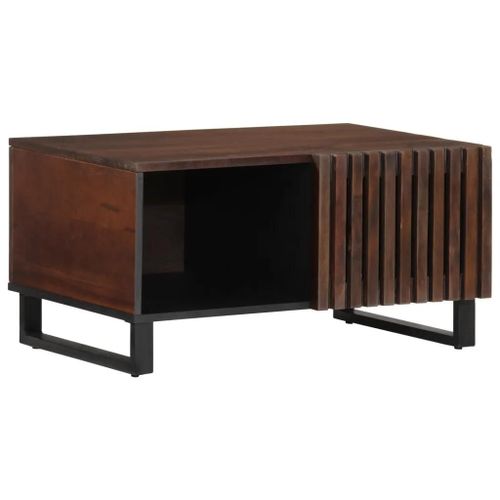 Table Basse En Bois Massif De Manguier | 80x51x40 Cm, Compacte, Gain De Place, Multifonctionnelle Avec Rangement