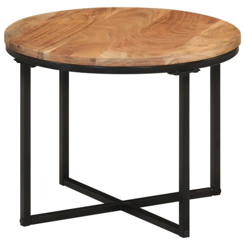 Table Basse En Bois Massif Acacia Et Fer | 45x45x35 Cm, Design Elegant, Stable Et Durable, Gain De Place
