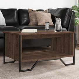 Table Basse En Bois D'ingenierie Chene Marron | 75x51x40 Cm, Compacte, Gain De Place, Multifonctionnelle Pour Salon/Chambre