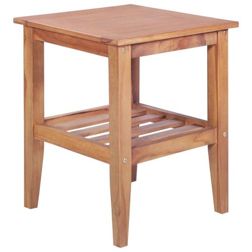 Table Basse En Teck Massif | 40x40x50 Cm, Carree, Compacte, Gain De Place, Multifonctionnelle Pour Jardin Et Salon