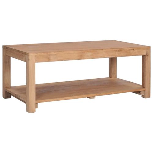 Table Basse En Teck Massif 100x50x40 Cm | Plateau Solide, Style Rustique, Gain De Place, Multifonctionnel