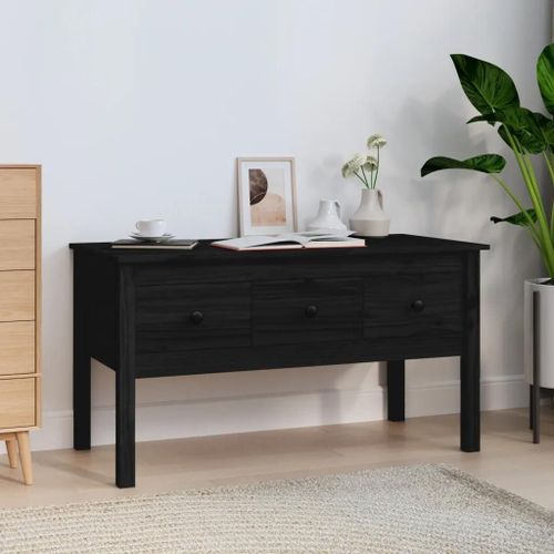 Table Basse En Bois Massif De Pin Noir | 102x49x55 Cm, 3 Tiroirs, Compact, Gain De Place, Multifonctionnel