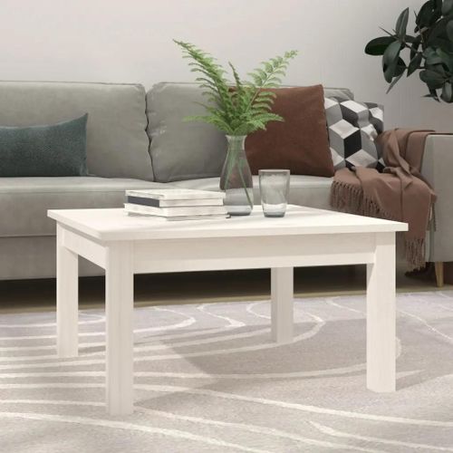 Table Basse En Bois Massif De Pin | 55x55x30 Cm, Blanc, Design Minimaliste, Cadre Stable, Gain De Place