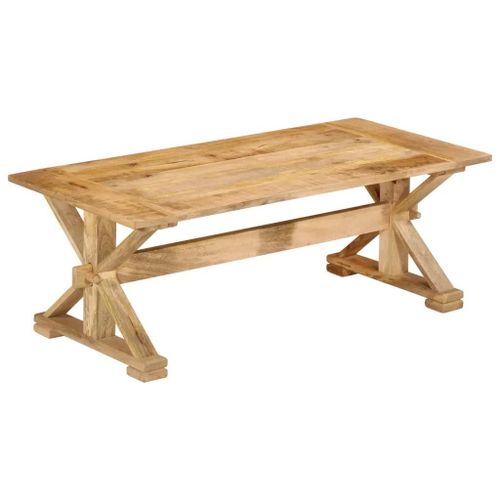 Table Basse En Bois De Manguier Massif 110x52x40 Cm | Design Elegant, Grande Surface De Rangement, Compacte Pour Salon