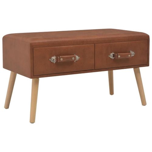 Table Basse En Similicuir Marron | 80x40x46 Cm, 2 Tiroirs, Design Elegant, Gain De Place, Multifonctionnel, Resistant A L'usure, Supporte 110 Kg