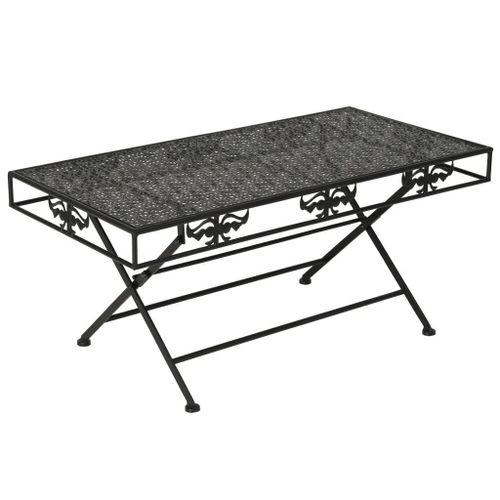 Table Basse Pliante En Metal Style Vintage | 100x50x45 Cm, Compacte, Gain De Place, Multifonctionnelle