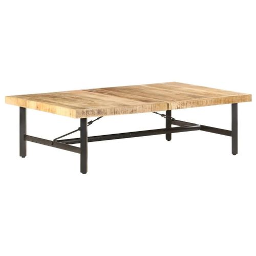 Table Basse En Bois De Manguier Massif 142x90x42 Cm | Design Pratique, Stable Avec Pieds En Fer, Surface Durable Pour Salon