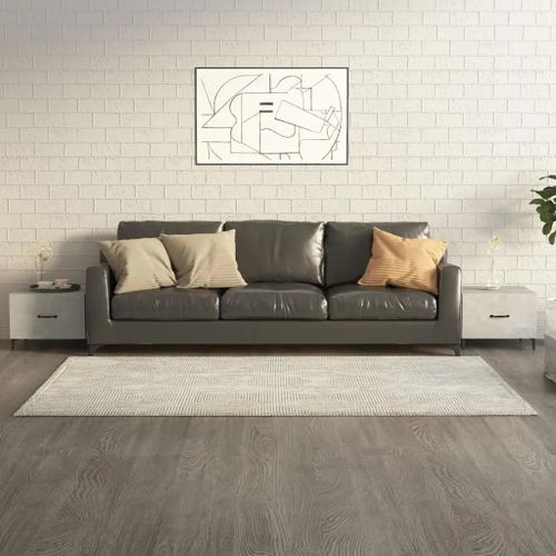 Tables Basses En Metal Et Bois D'ingenierie | 2 Pieces 50x50x40 Cm, Gris Beton, Compact, Gain De Place, 2 Tiroirs De Rangement