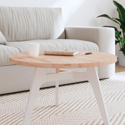 Dessus De Table En Bois Massif De Hetre | ?70x2,5 Cm, Rond, Compact, Multifonctionnel, Gain De Place
