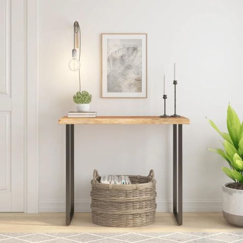 Dessus De Table Rectangulaire En Bois Massif Acacia | 90x40x2,5 Cm, Rustique A Bord Vivant, Surface Facile A Nettoyer, Multifonctionnel
