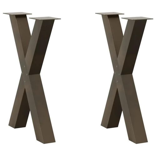 Pieds De Table A Manger En Forme De X En Acier Naturel | 2 Pieces, 60 X (72-73) Cm, Structure Robuste, Niveleurs Reglables, Gain De Place