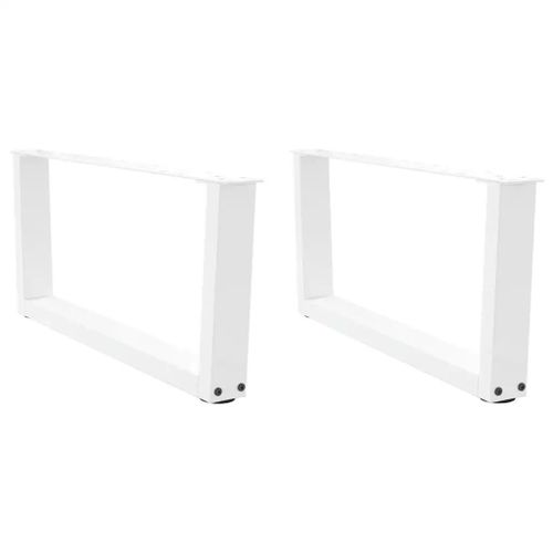 Pieds De Table Basse En Forme De V En Acier Thermo-Laque | 2 Pieces, Blanc, 70 X (30-31,3) Cm, Compact, Stabilite Reglable, Design Moderne