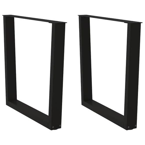 Pieds De Table A Manger En V En Acier Thermolaque | 2 Pieces Noir 80 X (72-73,3) Cm, Compact, Stabilite Reglable, Design Moderne