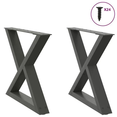 Pieds De Table Basse En Acier Thermolaque 2 Pieces | 60 X (42-43,3) Cm Anthracite, Compact, Stabilite Reglable, Design Moderne